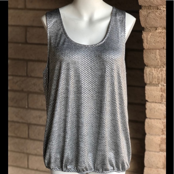 Allison Joy Silver Metallic Tank Sleeveless Size Large - Picture 2 of 7